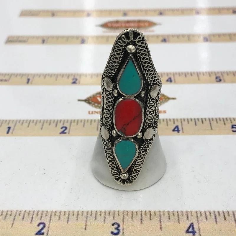 Three Stones Tribal Kuchi Statement Ring