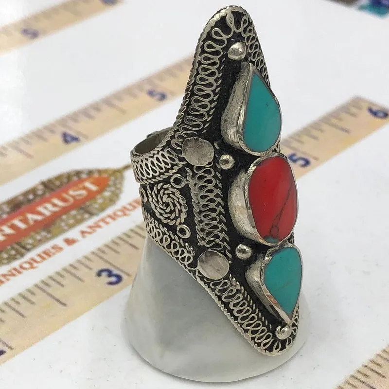 Three Stones Tribal Kuchi Statement Ring