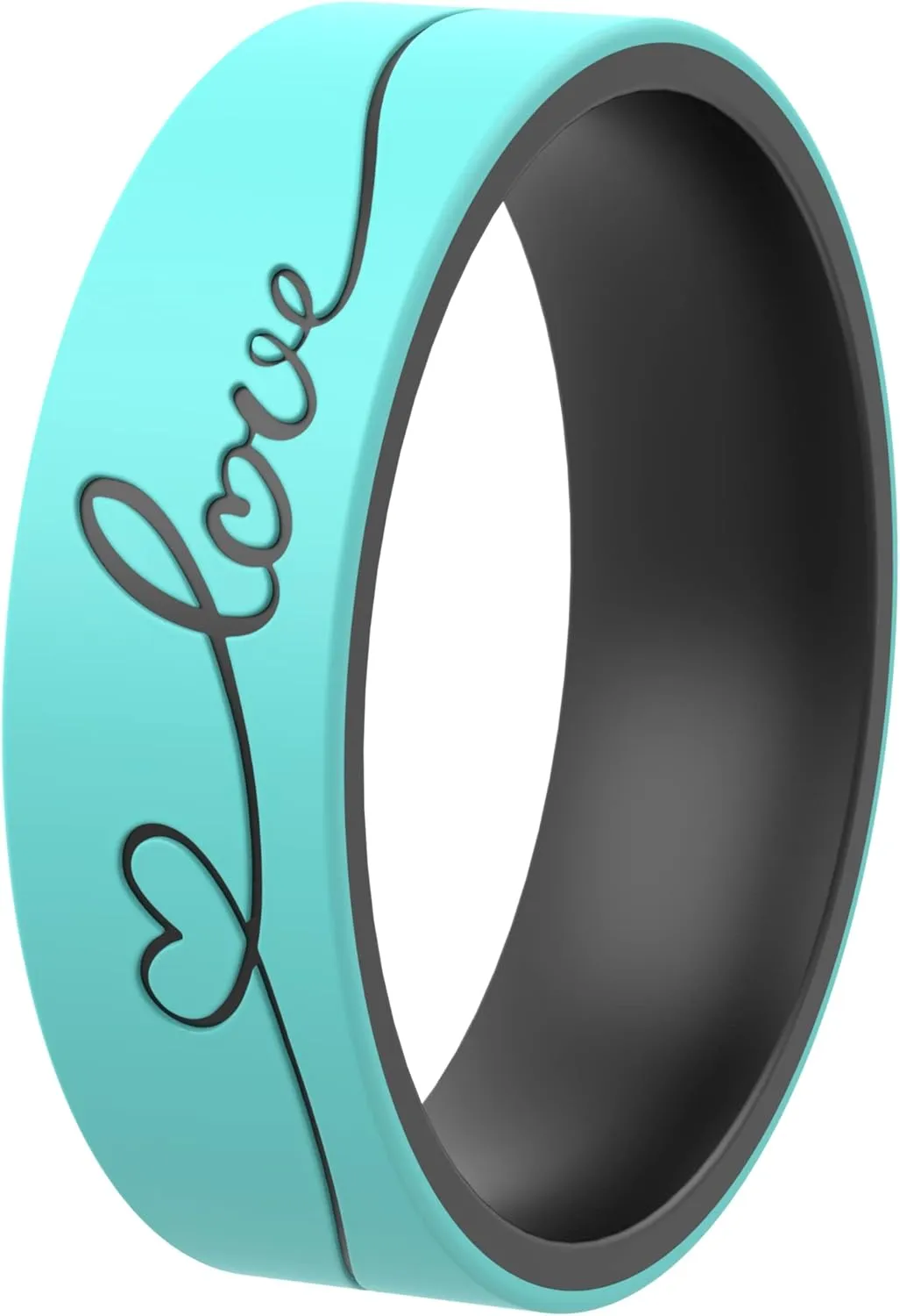 ThunderFit Laser Engraved Silicone Anniversary Rings for Her - Flexible & Comfortable Engagement Promise Rubber Ring for Women - Gifts for Women - Durable Band for Active Lifestyle or Everyday Wear