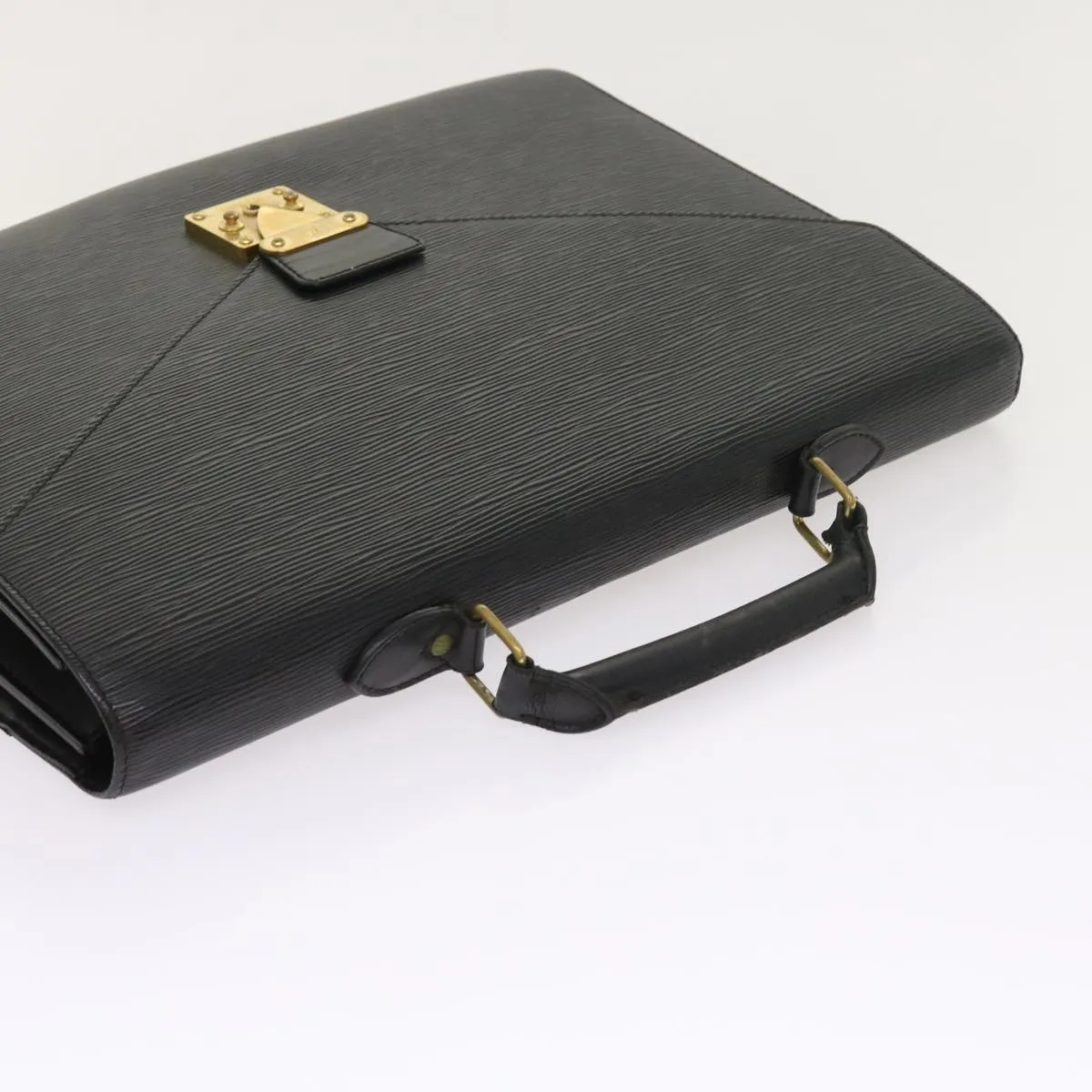 Trendy Inspired Louis Vuitton Epi Serviette Ambassador Business Bag Black M54412 Lv Auth 55373