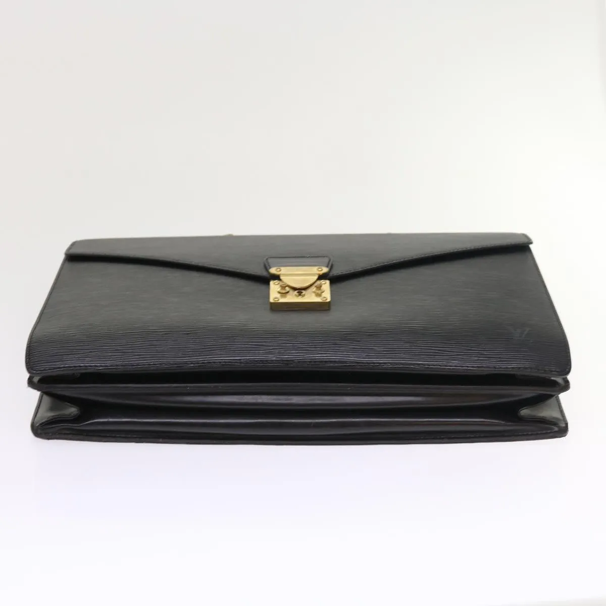 Trendy Inspired Louis Vuitton Epi Serviette Ambassador Business Bag Black M54412 Lv Auth 55373