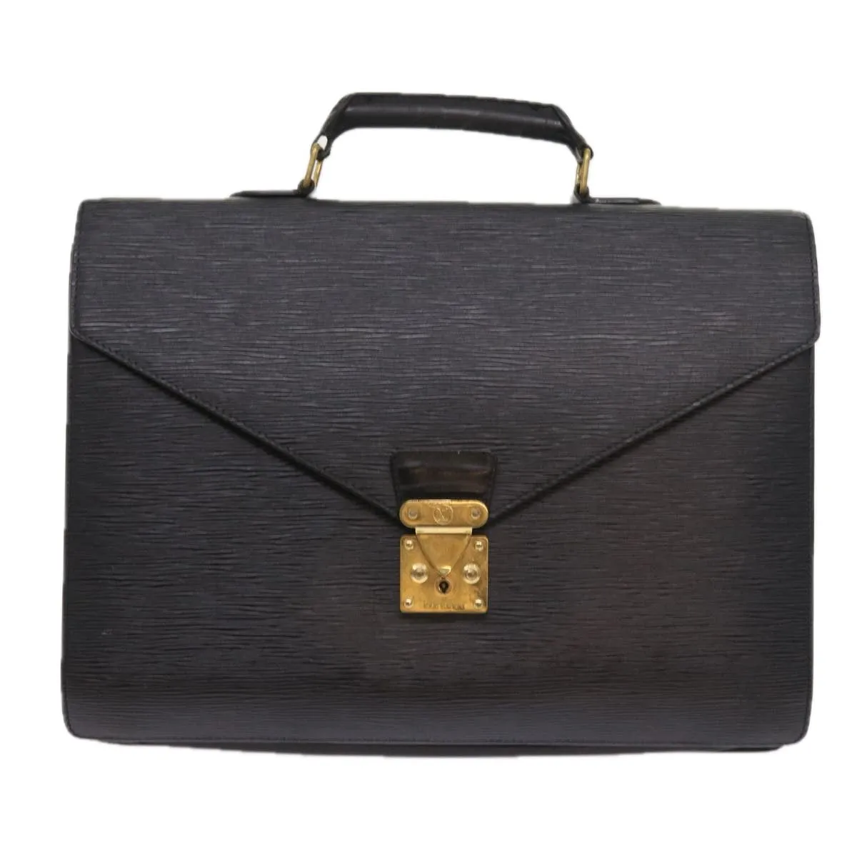 Trendy Inspired Louis Vuitton Epi Serviette Ambassador Business Bag Black M54412 Lv Auth 55373