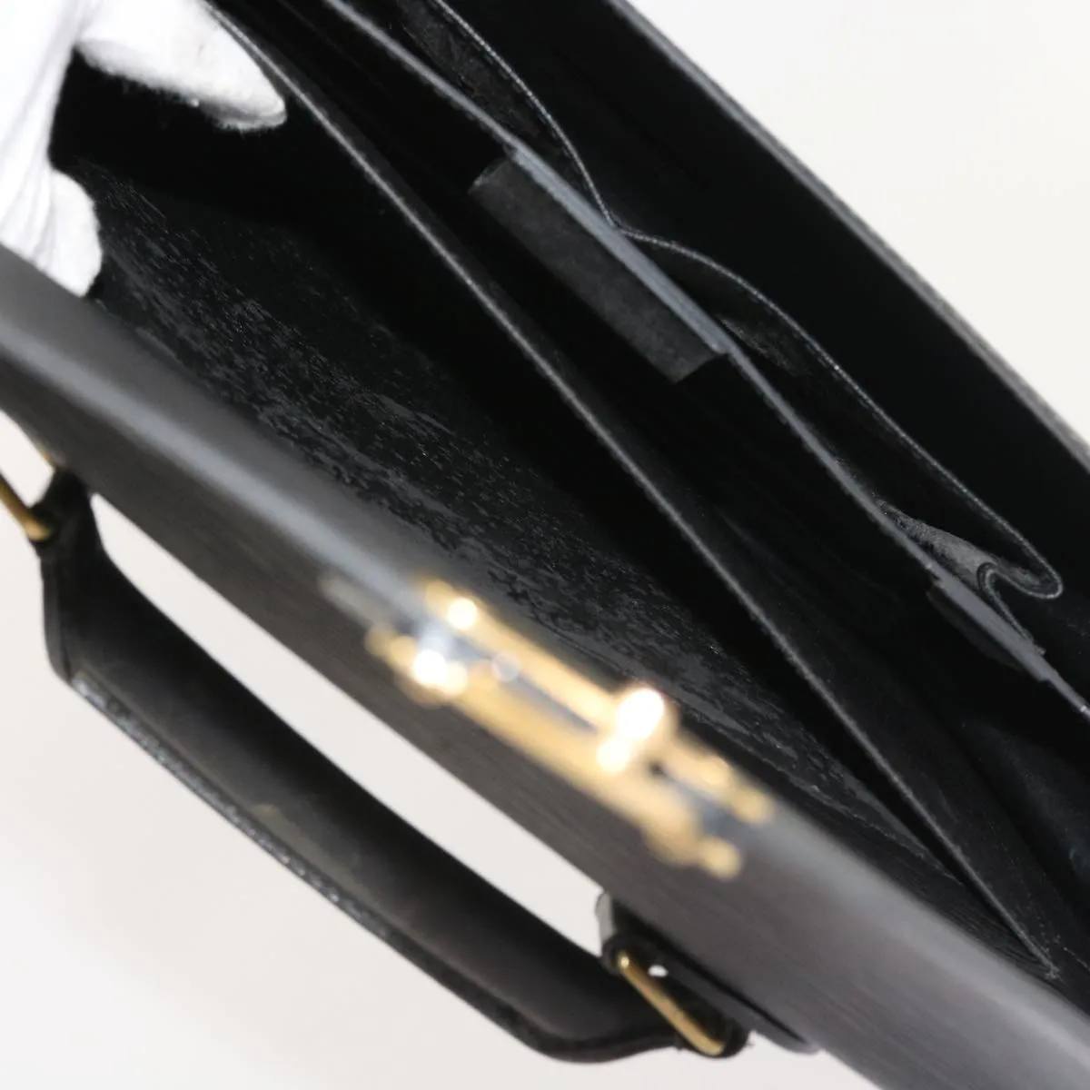 Trendy Inspired Louis Vuitton Epi Serviette Ambassador Business Bag Black M54412 Lv Auth 55373