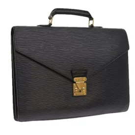 Trendy Inspired Louis Vuitton Epi Serviette Ambassador Business Bag Black M54412 Lv Auth 55373
