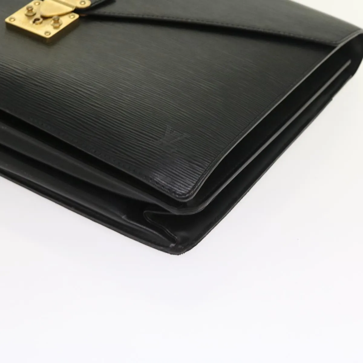 Trendy Inspired Louis Vuitton Epi Serviette Ambassador Business Bag Black M54412 Lv Auth 55373