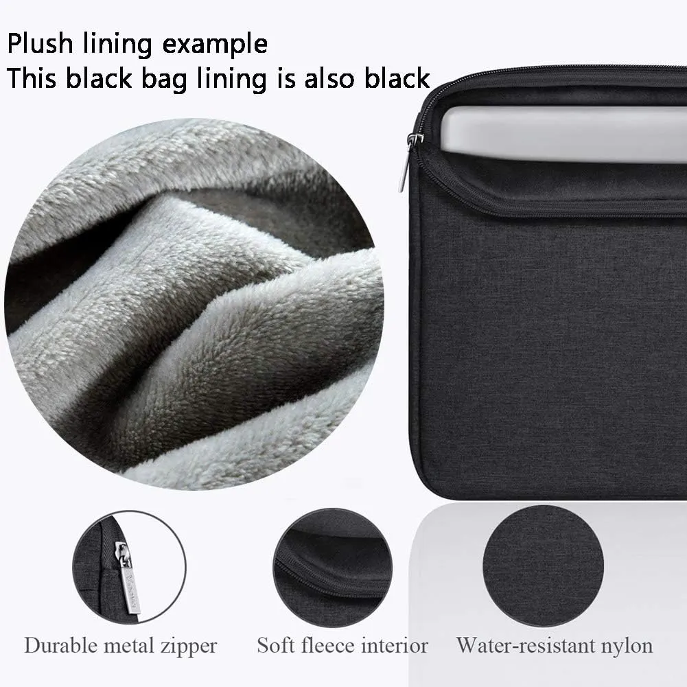 V Voova Laptop Sleeve Carrying Case 13 13.6 Inch for MacBook Air 13 M3/M2/M1, MacBook Pro 13, IPad Pro 12.9, Waterproof Slim Computer Cover Bag with Handle, Black