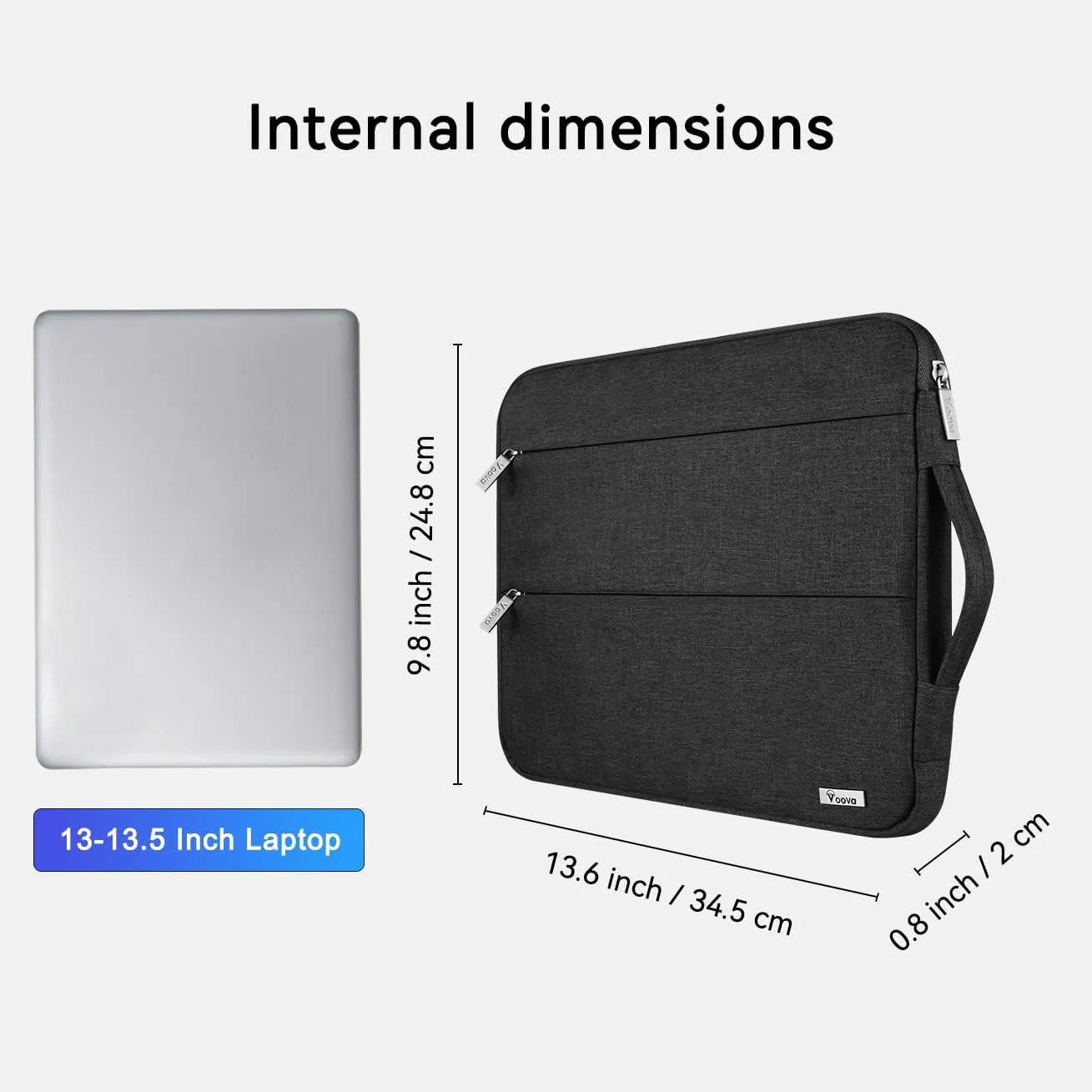 V Voova Laptop Sleeve Carrying Case 13 13.6 Inch for MacBook Air 13 M3/M2/M1, MacBook Pro 13, IPad Pro 12.9, Waterproof Slim Computer Cover Bag with Handle, Black