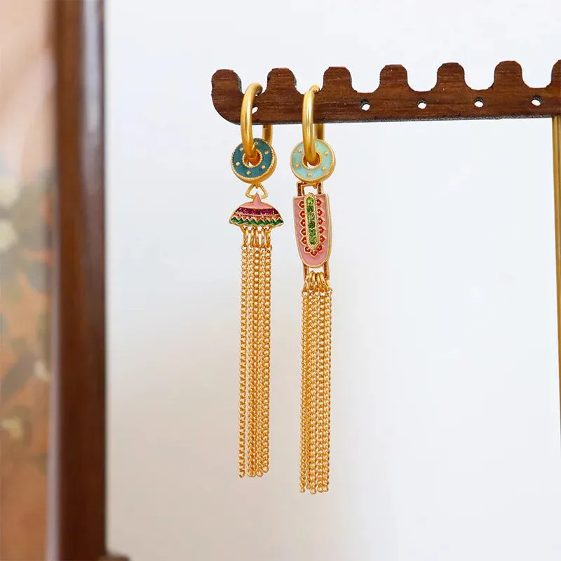 VAIGE Geometric Tassel Drop Earrings