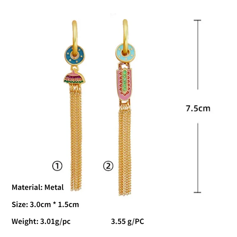 VAIGE Geometric Tassel Drop Earrings