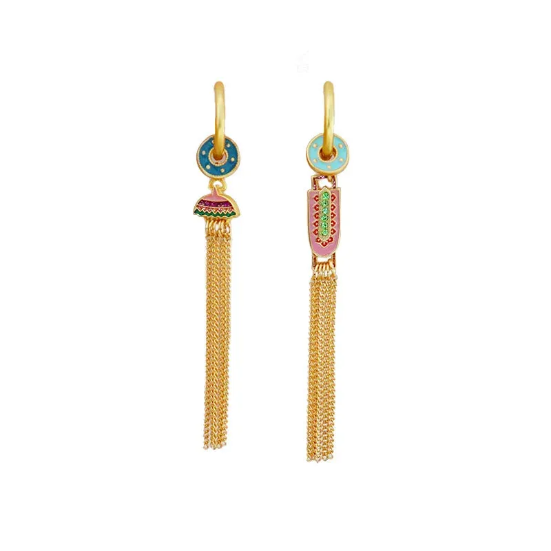 VAIGE Geometric Tassel Drop Earrings