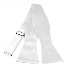 White Herringbone Silk Self-Tie Bow Tie