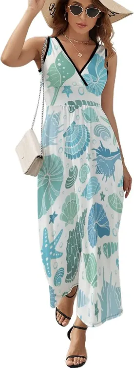 Women Sleeveless Dress, Ladies Summer Casual V-Neck Tank Skirt(S-2XL)