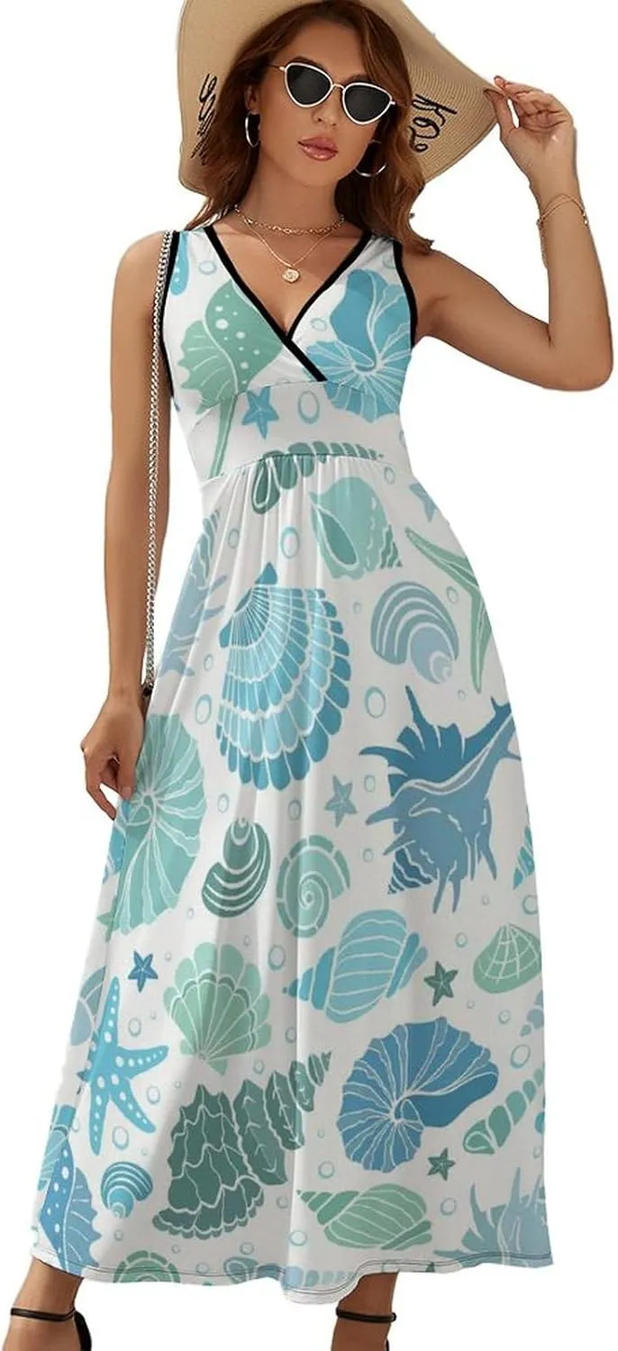 Women Sleeveless Dress, Ladies Summer Casual V-Neck Tank Skirt(S-2XL)