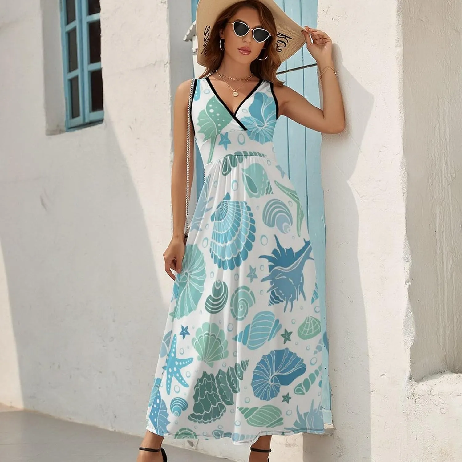 Women Sleeveless Dress, Ladies Summer Casual V-Neck Tank Skirt(S-2XL)