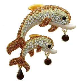 Women's Brooches - LO2413 - Gold White Metal Brooches with