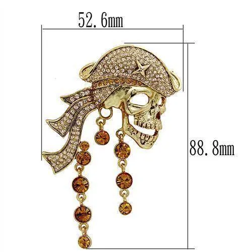 Women's Brooches - LO2415 - Gold White Metal Brooches with