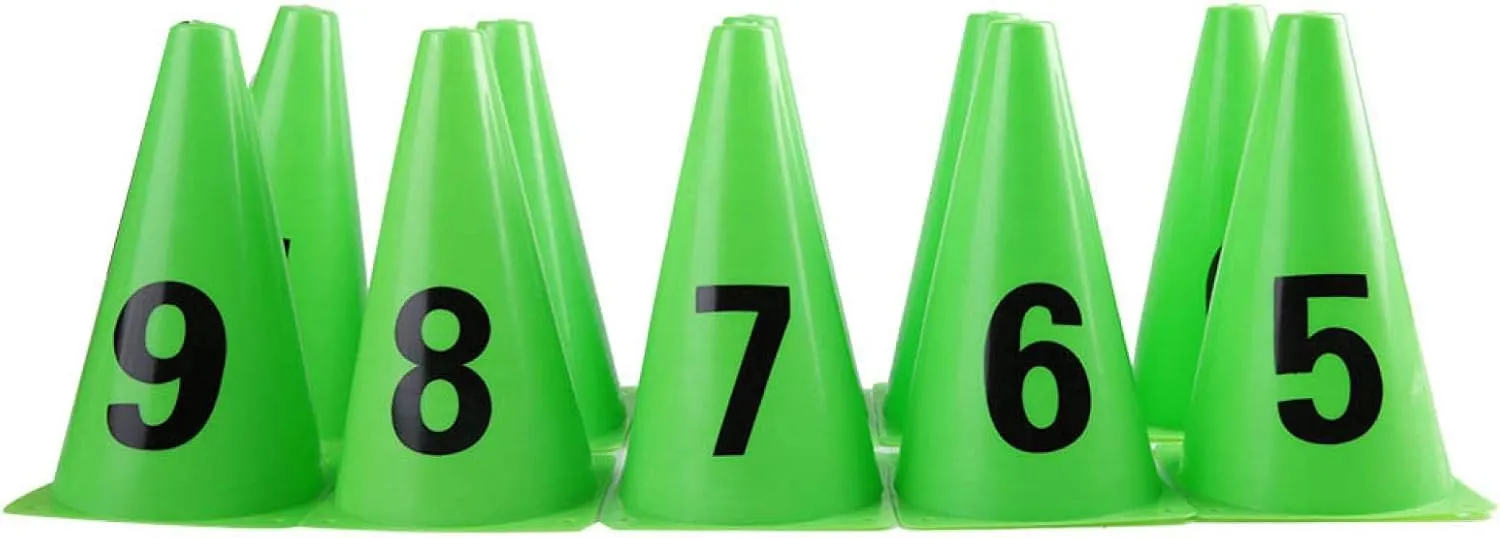 Wosune Field Cone Markers, 10pcs Training Cone Number 0-9 Football Barriers Marker with Carry Bag, Suitable for Training, Kids, Basketball